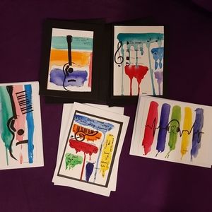 Hand painted watercolor/marker gift cards